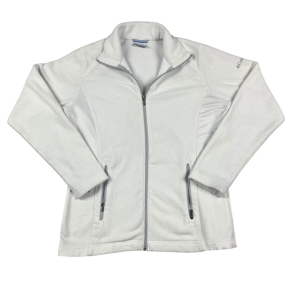 Columbia‎ Womens Small Fleece Full Zip Jacket White Sportswear Lightweight